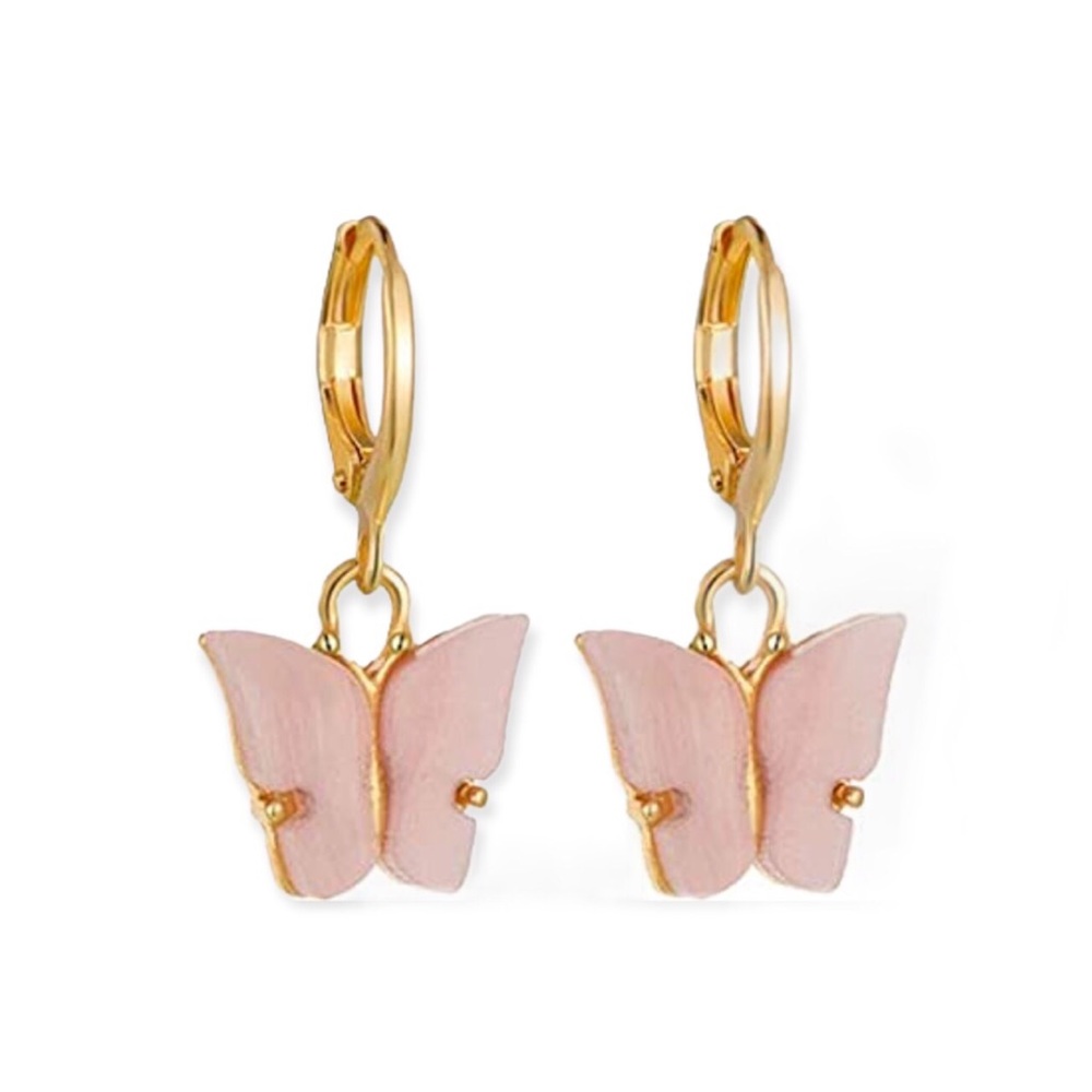 3/$15 Light Pink Acrylic Butterfly Huggie Earrings